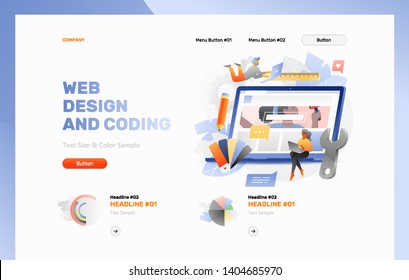 Web design and coding banner template. Vector concept of website creation. 