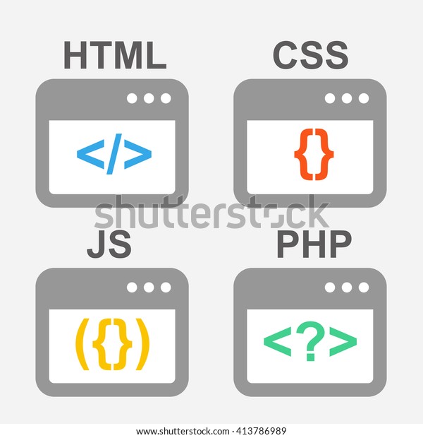 Web Design Coding Programming Flat Vector 库存矢量图（免版税 