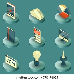Web design color isometric icons