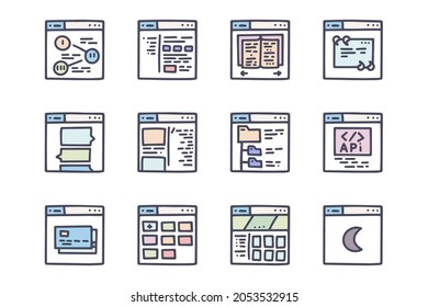 Web design color vector doodle simple icon set