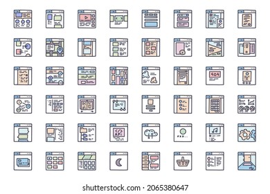 Web design color vector doodle simple icon set