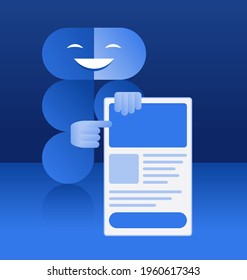 Web Design concept. Abstract designer in logo shape with template of user interface. Vector illustration