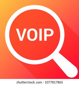 Web Design Concept: Magnifying Optical Glass With Words Voip. Vector illustration