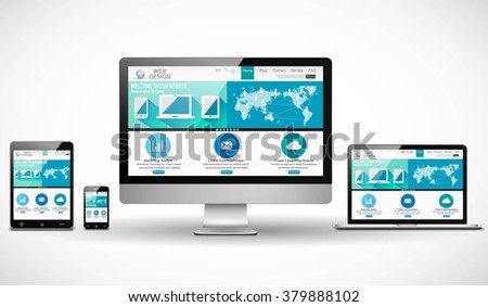 Web design concept with modern devices mockup