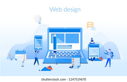 Web design Concept for web page, banner, presentation, social media, documents, cards, posters. Vector illustration, web and mobile phone services and apps