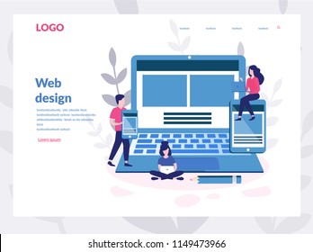 Web design Concept for web page, banner, presentation, smart team, social media, documents, cards, posters. Vector illustration, web development, UX \ UI