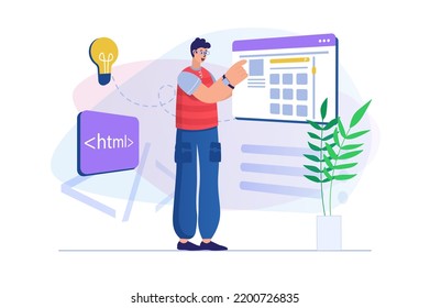Web design concept with people scene. Vector illustration