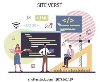 Web design concept. Presenting content on web pages. Website development. Idea of computer technology. Flat vector illustration