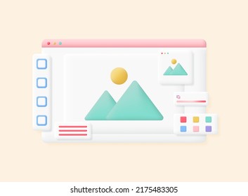 Web design concept. Design program interface vector. 3d vector Illustration.