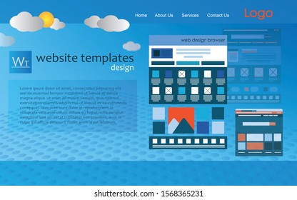 Web design concept, website wire frames on laptop screen