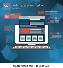 Web design concept, website wire frames on laptop screen
