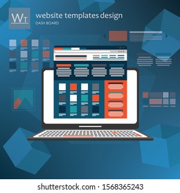 Web design concept, website wire frames on laptop screen