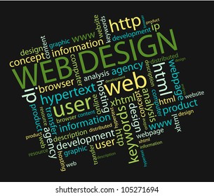 web design concept in a wordcloud, Vector illustration