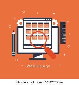 Web design concepts on orange background