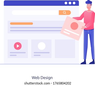 Web design in conceptual flat illustration, customize app