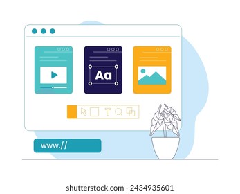 Web design for creating various kinds of content, web development vector illustration.