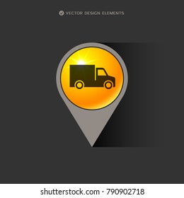Diseño web del icono del camión de entrega. Ilustración del vector