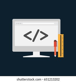 Web design and development concept flat design, vector illustration