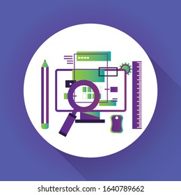  web design and development concepts. Elements for mobile and web applications.