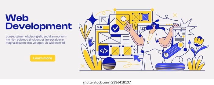 Web design and development. Flat vector illustration isolated on white background