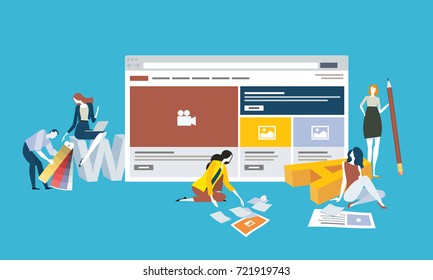 Web design and development. Flat design vector illustration concept for web banner, and marketing material.