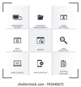 WEB DESIGN AND DEVELOPMENT ICON SET