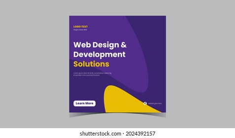 Web design and development social media post. Web design service promotion social media post design