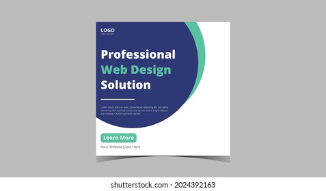 Web design and development social media post. Web design service promotion social media post design