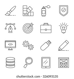 Web design and development vector icons set modern line style