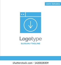 Web, Design, download, down, application Blue Solid Logo Template. Place for Tagline