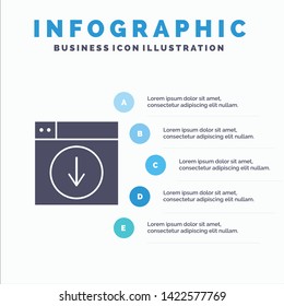 Web, Design, download, down, application Solid Icon Infographics 5 Steps Presentation Background