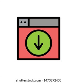Web, Design, download, down, application  Flat Color Icon. Vector icon banner Template