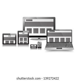 Web design in electronic devices vector