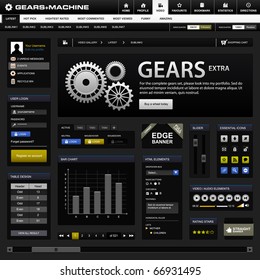 Web Design Element Frame Dark Black Template