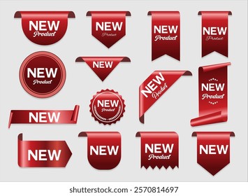 Web design element, sale promotion, price tags, new goods red vector banners stock illustration 