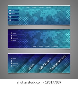 Web Design Elements - Abstract Header Design with Dotted Earth Map