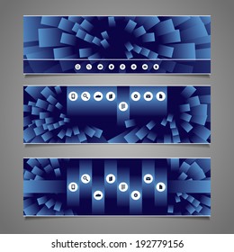 Web Design Elements - Blue Abstract Header Design with Squares