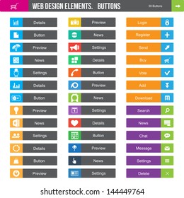 Web Design elements - buttons and icons.