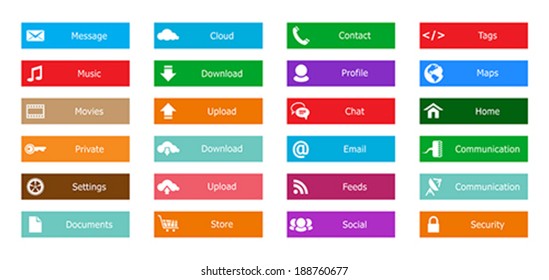 Web Design elements, buttons, icons. Templates for website. Vector illustration