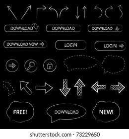 Web Design Elements, Drawn By Chalk, Vector Illustration
