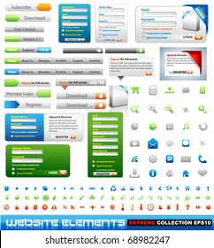 Web design elements extreme collection - frames, bars, 101 icons, bannes, login forms, buttons.
