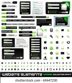 Web design elements extreme collection - frames, bars, 101 icons, bannes, login forms, buttons.