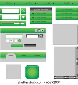 web design elements in green theme 3