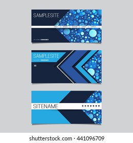 Web Design Elements - Header Design Set with Spotted Blue Abstract Background Pattern
