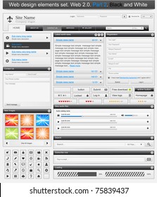 Web design elements set 2. Black and white. Vector illustration