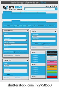 Web design elements set blue. Vector illustration