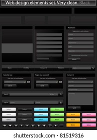 Web design elements set. Clean. Black