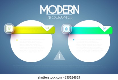 Web Design Elements Set. Colorful Realistic Circle Banners. Notes and Buttons Vector illustration