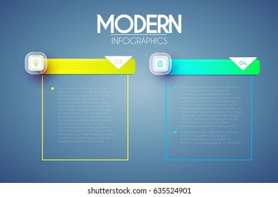 Web Design Elements Set. Colorful Realistic Square Banners. Notes and Buttons Vector illustration