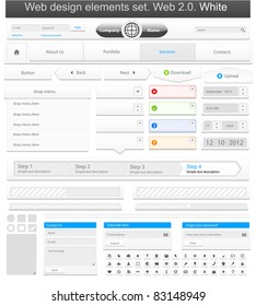 Web design elements set white. Vector illustration